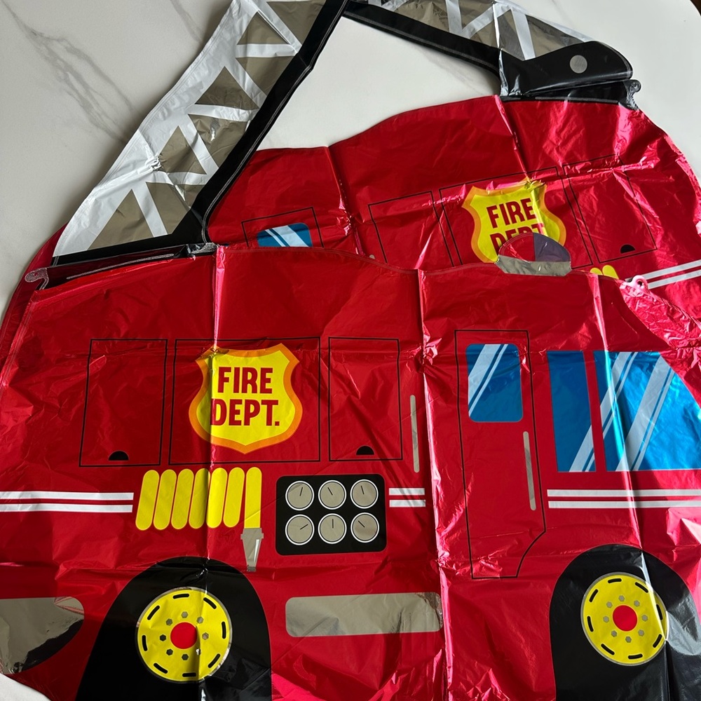 Red Fire Truck Foil Balloon - FIRE DEPT